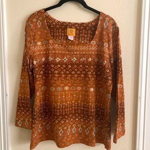 Aztec Print Ombré Long Sleeve Top